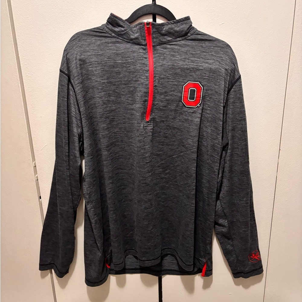 Men’s 2XL Ohio State Buckeyes Grey and Red Quarter Zip